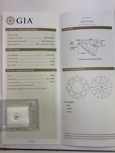 ダイヤモンドルース 2.03ct H VVS-2 Good