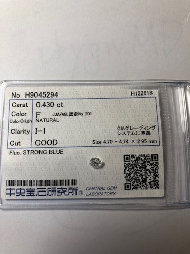 ダイヤモンドルース  0.43ct F I-1 Good