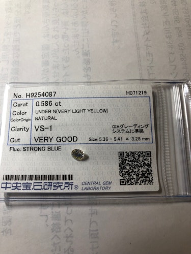 ダイヤモンドルース  0.586ct UNDER N VS-1 Very Good