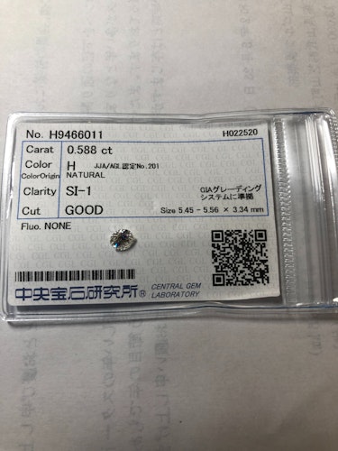 ダイヤモンドルース 0.588ct H SI-1 Good