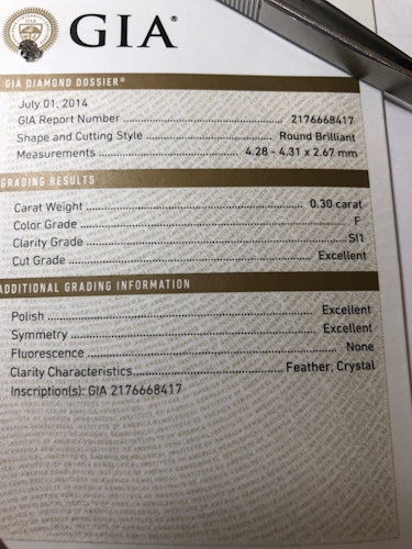 ダイヤモンドルース 0.3ct F SI-1 Excellent