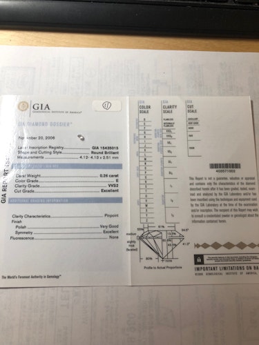 ダイヤモンドルース  0.26ct E VVS-2 Excellent