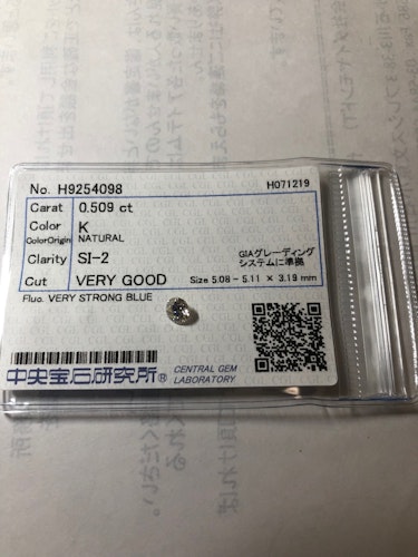ダイヤモンドルース  0.509ct K SI-2 Very Good