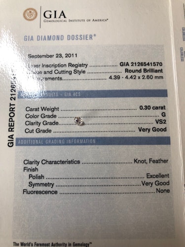 ダイヤモンドルース 0.3ct G VS-2 Very Good