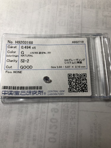 ダイヤモンドルース  0.494ct G SI-2 Good
