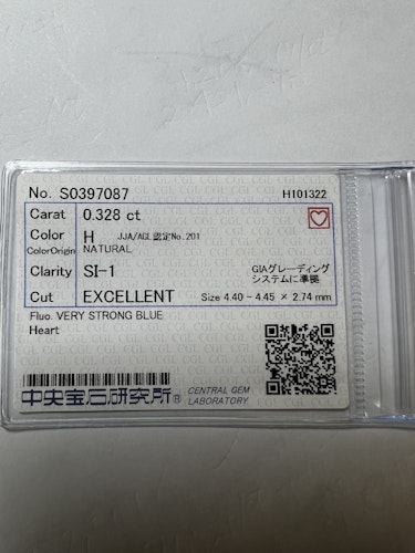 ダイヤモンドルース  0.328ct H SI-1 Excellent