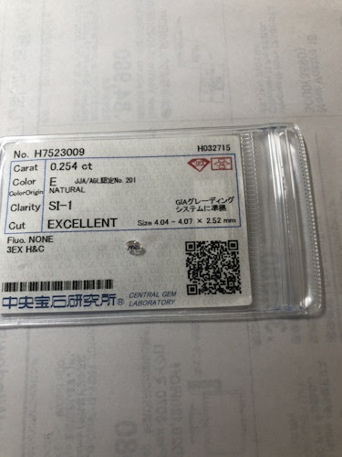 ダイヤモンドルース 0.254ct E SI-1 Excellent