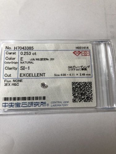 ダイヤモンドルース  0.253ct E SI-1 3EX