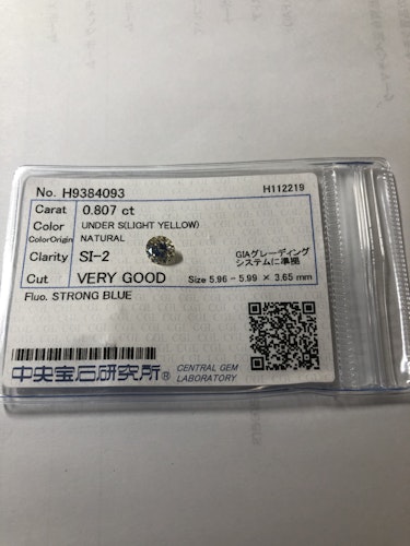 ダイヤモンドルース 0.807ct UNDER S SI-2 Very Good