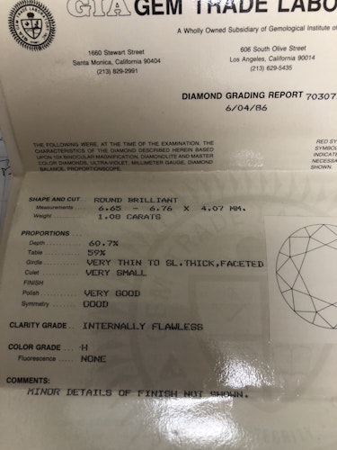 ダイヤモンドルース  1.08ct H  Very Good