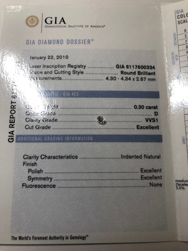 ダイヤモンドルース  0.3ct D VVS-1 Excellent