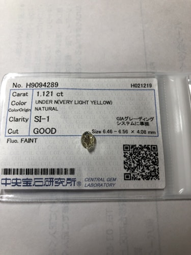 ダイヤモンドルース  1.121ct UNDER N SI-1 Good