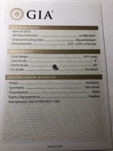 ダイヤモンドルース  0.41ct E SI-1 Excellent