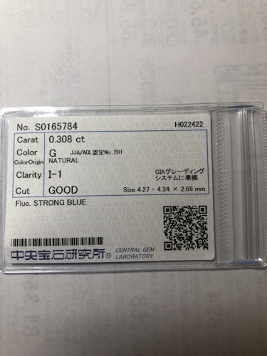 ダイヤモンドルース 0.308ct G I-1 Good