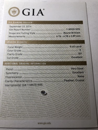 ダイヤモンドルース  0.4ct E SI-1 Excellent