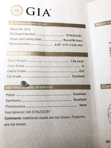 ダイヤモンドルース  1.06ct G VS-2 3EX