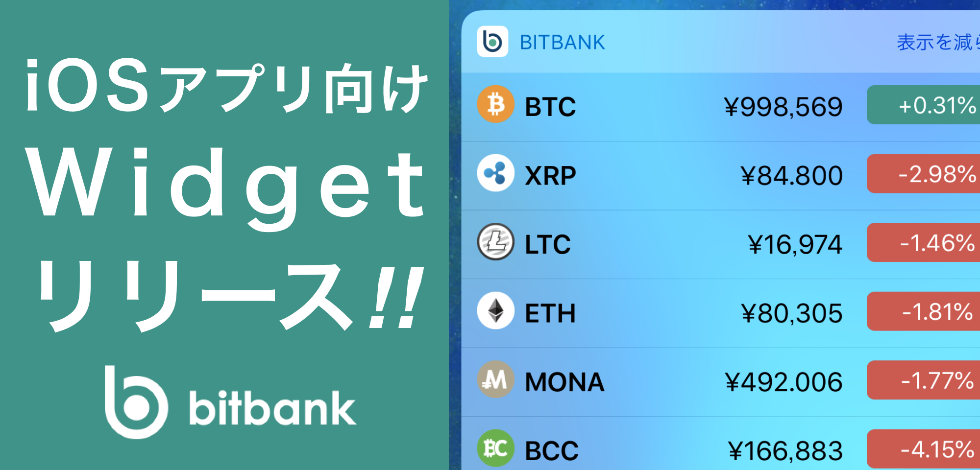iPhoneアプリ ウィジェット機能リリースのお知らせ