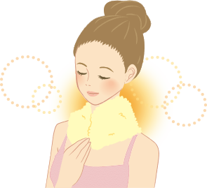 痛みがある部分や首まわりを温める