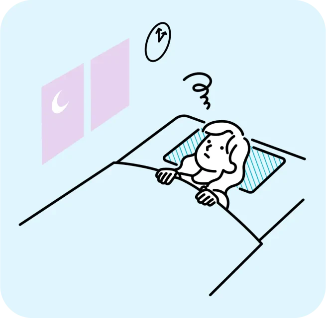 寝付けない女性のイラスト