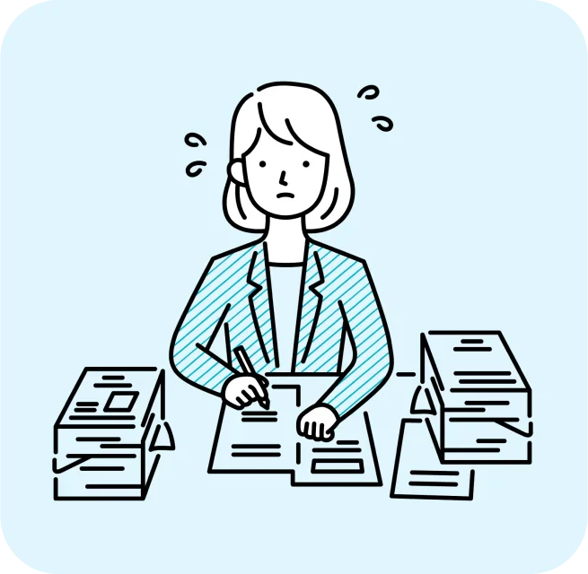 忙しく働く女性のイラスト