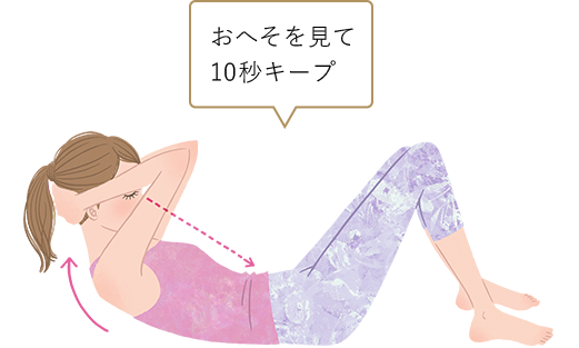 おへそを見て10秒キープ