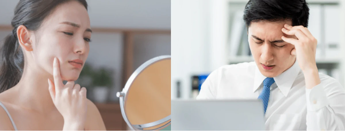 悩む女性と男性のイメージ画像