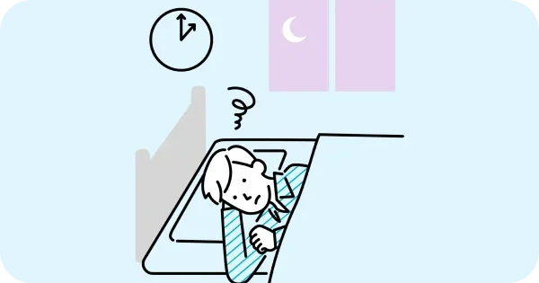 寝付けない男性のイラスト