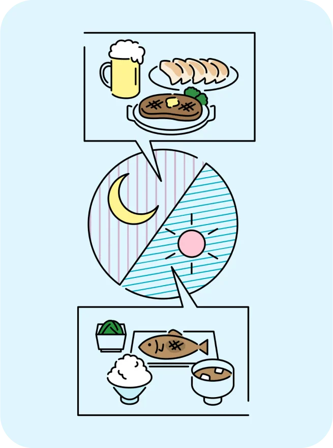 朝食と夕食のイラスト