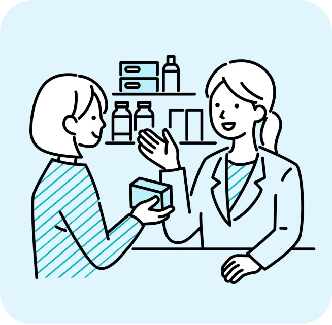 薬剤師に相談する女性のイラスト