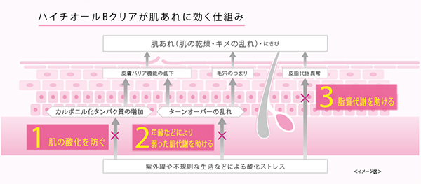 ハイチオールBクリアが肌あれに効く仕組みの図
