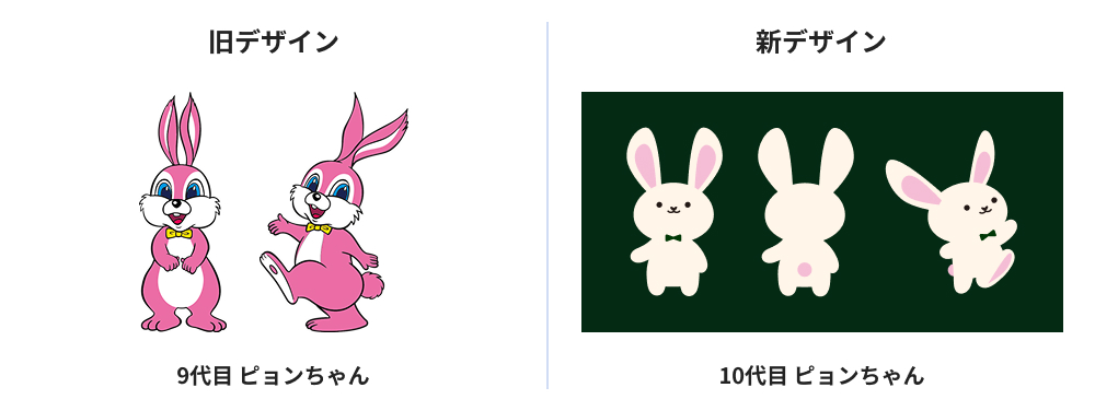 新旧ピョンちゃん　イラスト