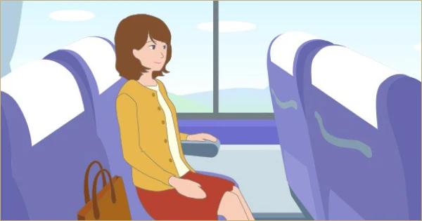 乗物内にいる女性のイラスト