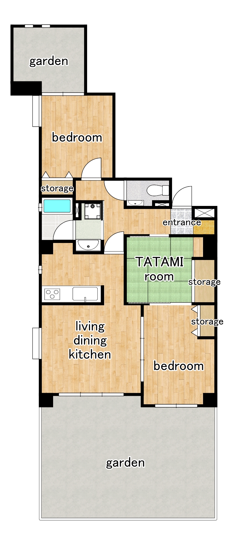 Heart of Kyoto: Ground Floor Condo with a Spacious Private Garden floor plan