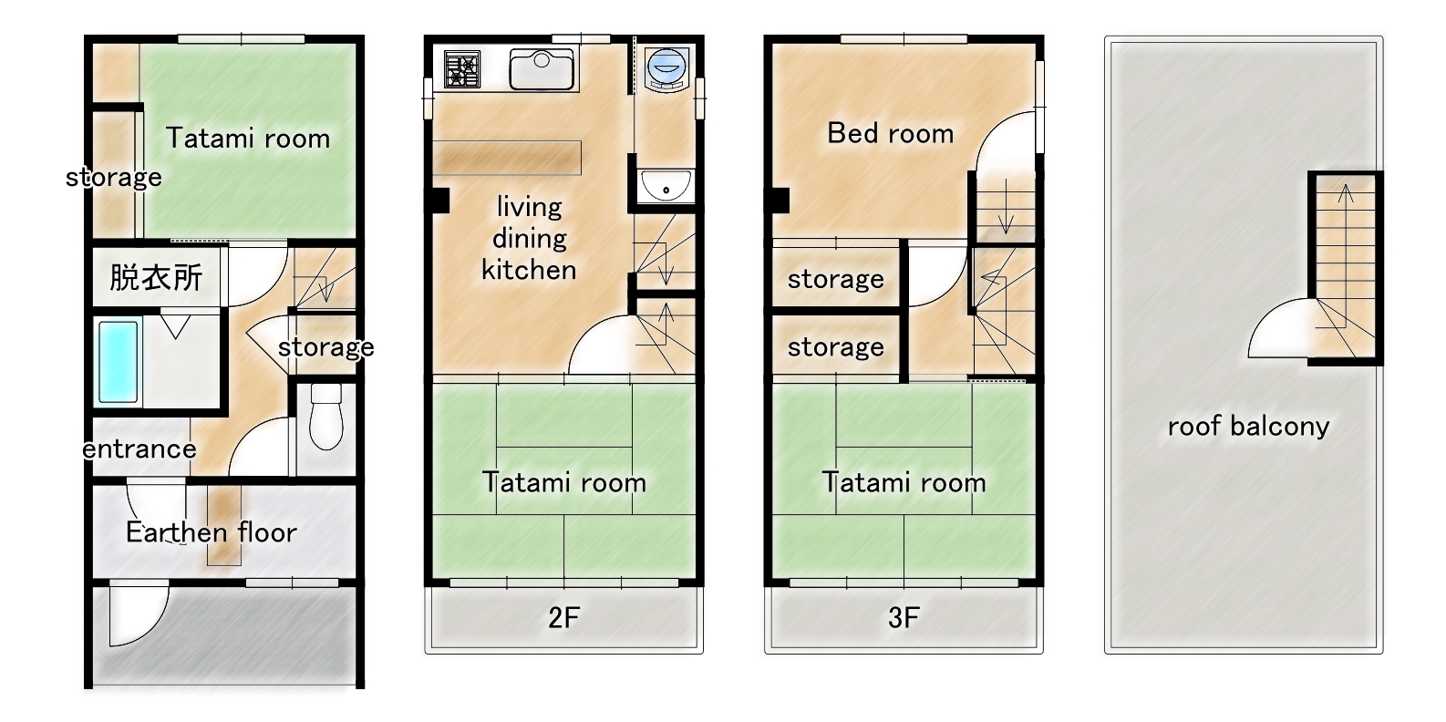 "Guesthouse with Rooftop Views of the Kamo River and Kyoto Tower | 365 Days Licensed Guesthouse" floor plan