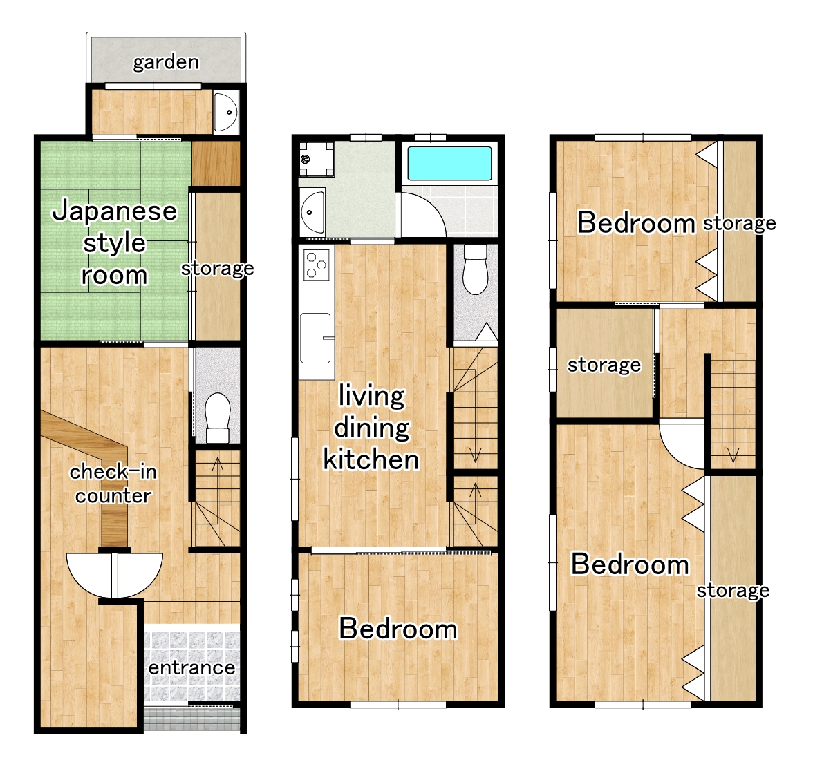 "Miyagamoan," a lodging facility operating near the Kamo River in Miyagawacho, Kyoto. floor plan
