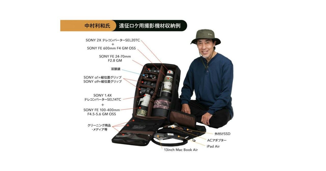 Zaino fotografico per birdwatching supervisionato da Toshikazu Nakamura con super teleobiettivo | Kenko