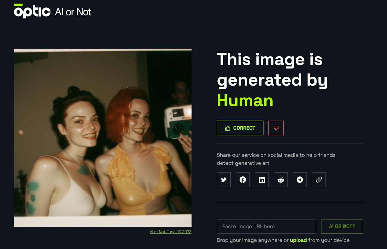 まるで探偵、AI画像を瞬時に解析するWebサービス「Optic AI or Not」| Release #7