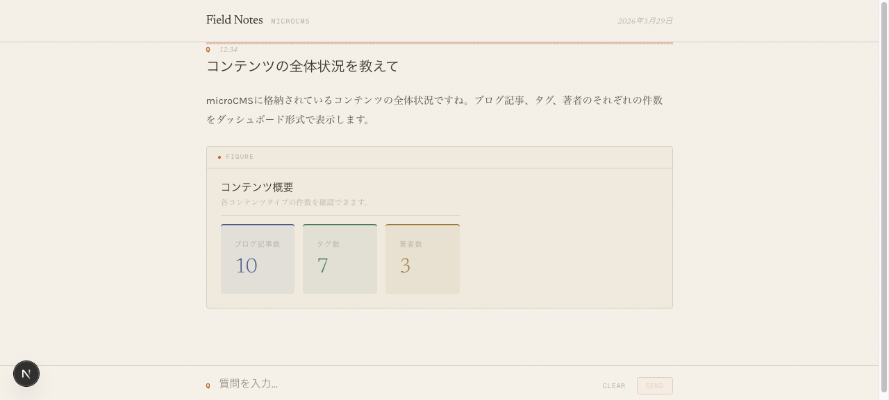全体状況のサマリーUI