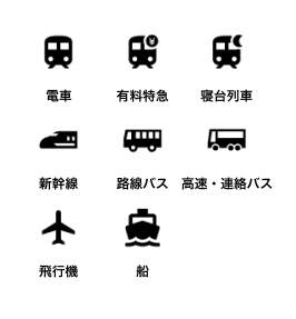 交通手段アイコン一覧