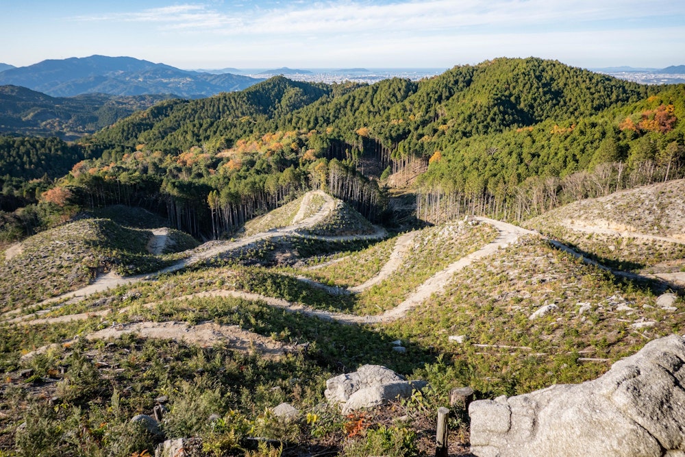 <p>牛頸山だけでは物足りないので、少し足を伸ばして高地山へ。<br>ここは伐採地のようになっていて、北西側の景色がひらけていて素晴らしかった。</p>