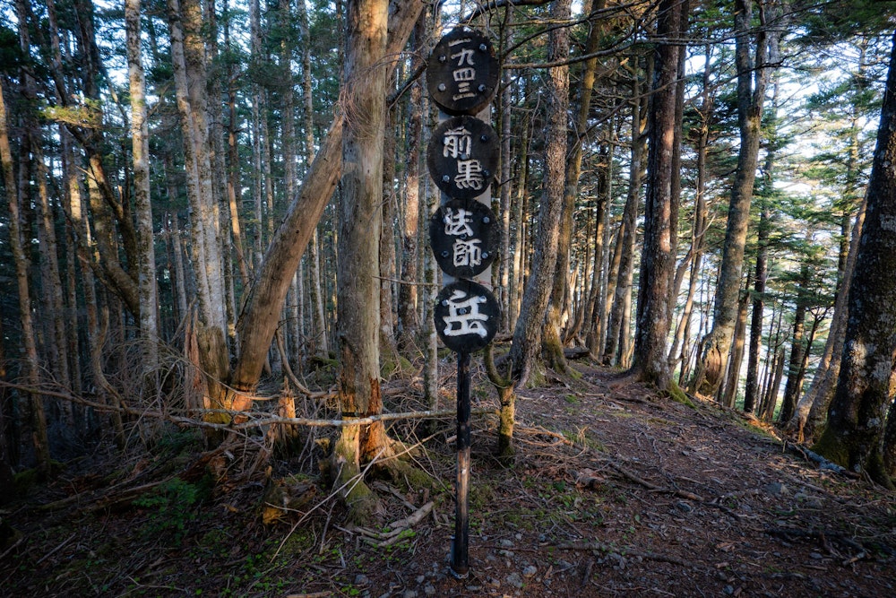 <p>まだ日の出間もない時間帯のうちに、前黒法師岳に登頂。<br>昨日はヘリポートでゆっくり過ごせたことで、体力は全回復しており、体力の消耗をほとんど感じない登り返しだった。</p>