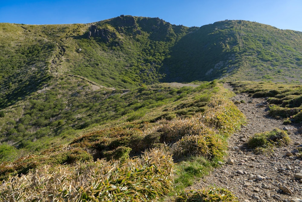 <p>星生山。<br>あまりにも開放的で爽快な登山道。</p>