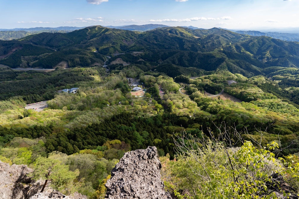 <p>見下し岩からの景色。さっき見上げていた場所をこんどは上から見下ろす。ここまであっという間に歩くことができた。</p>