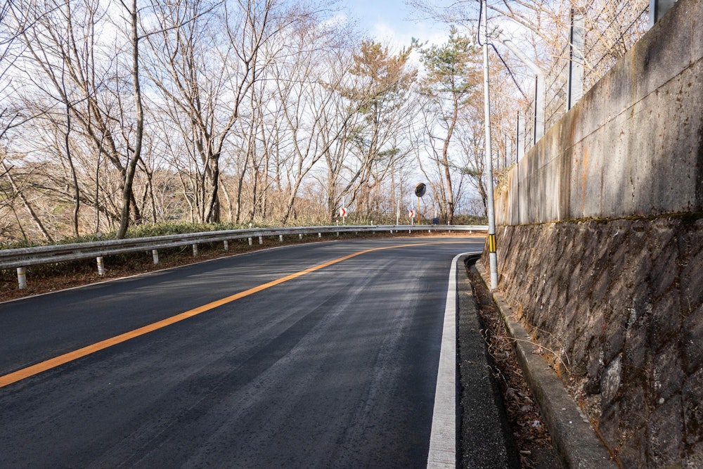 <p>登りという登りは六甲山最高峰までで、あとは宝塚まで基本的にずっと下り基調となる。<br>怖いのは、登山道が途切れる区間がいくつかあるため、路肩の狭い車道歩きを強いられることだ。<br>できるだけ右側を歩き、カーブミラーにも気を配る。</p>