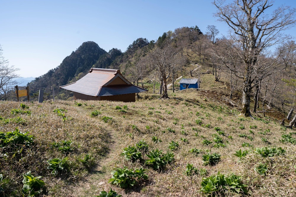 <p>釈迦ヶ岳の南側に下りていくと、深仙宿がある。明るく広い穏やかな場所。いつかここに泊まってみたい。</p>