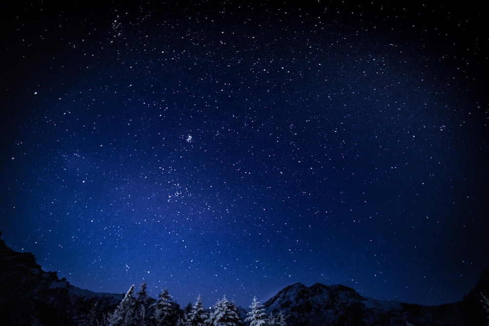 <p>夜は星空が綺麗だった。</p>