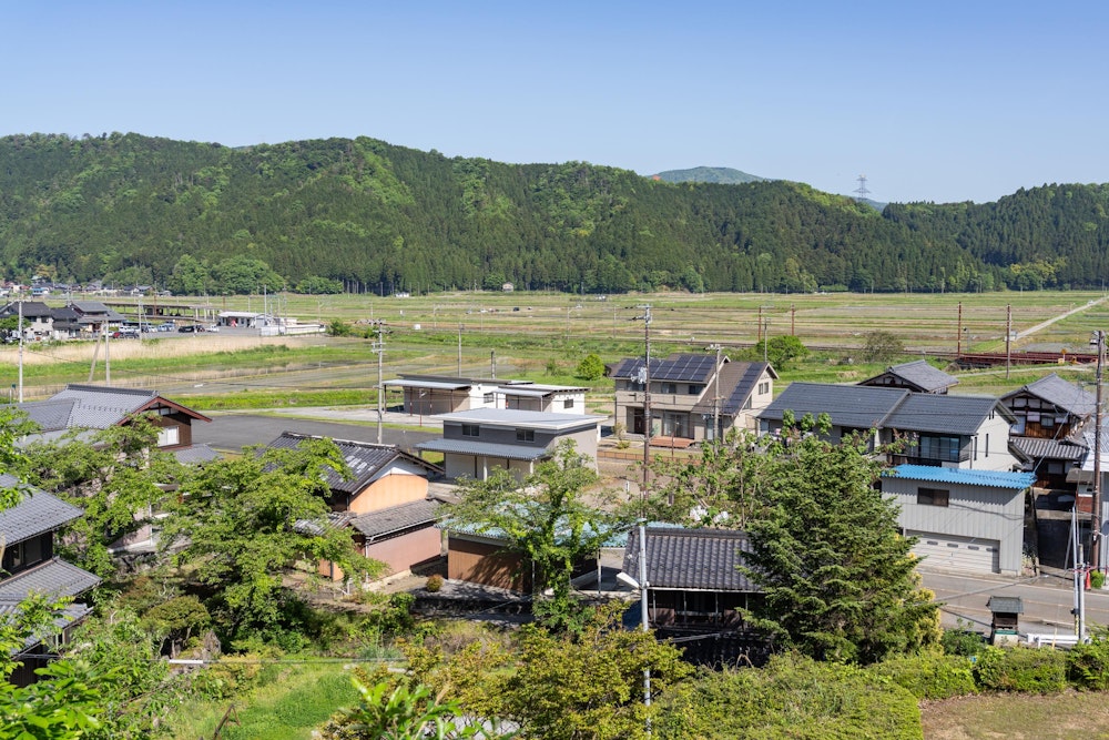 <p>余呉の町並み。のどかな田園風景。<br></p>