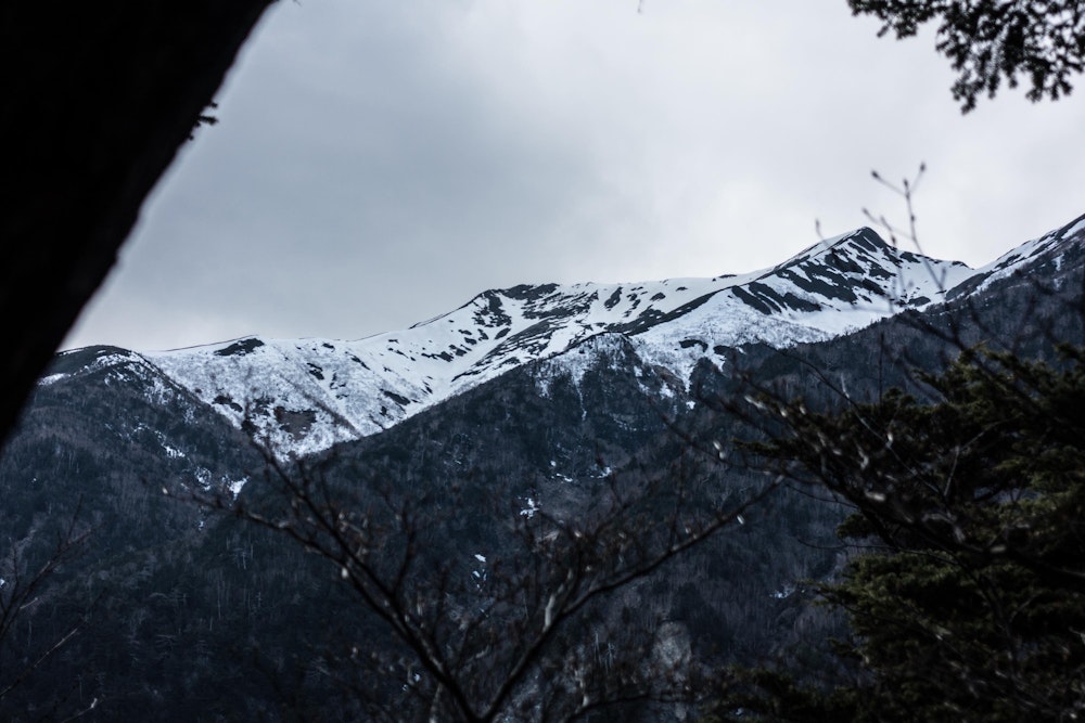 <p>聖岳が見えてくる。まだ雪を被っている。</p>