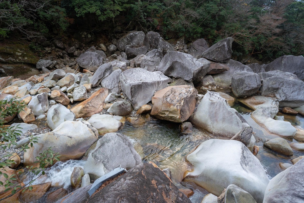 <p>大崩山名物、祝子川の渡渉。<br>どこを通ればいいか迷って、ここでかなりの時間を消費してしまった。</p>