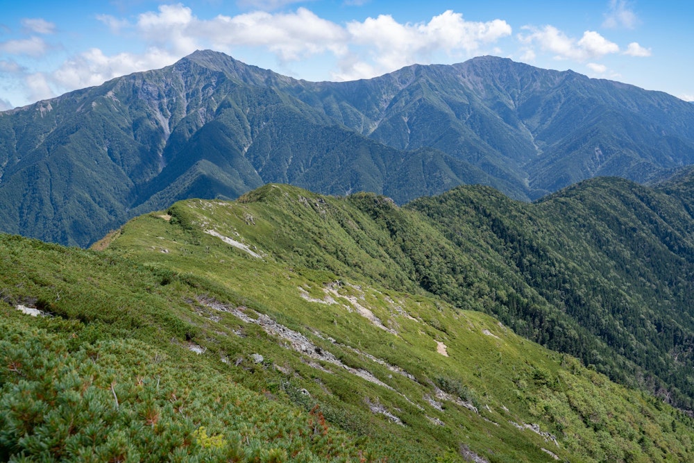 <p>北岳と間ノ岳が並ぶ。</p>